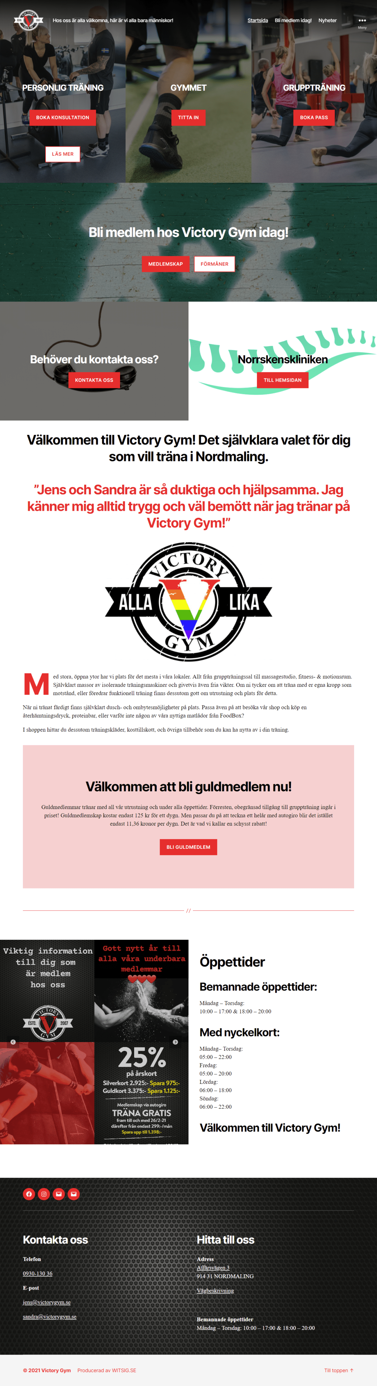 Ny webbplats åt Victory Gym