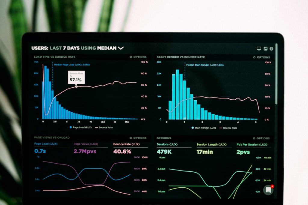 Analyspanel med sökmotordata på en mörk skärm